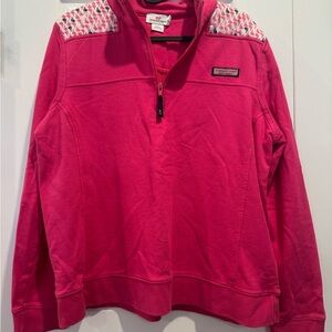 Vineyard Vines Bright Pink Half-Zip Pullover